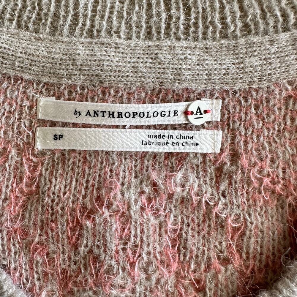 by Anthropologie Luclia Distressed‎ Hem Boxy Floral Intarsia V Neck Sweater S P - Picture 4 of 8